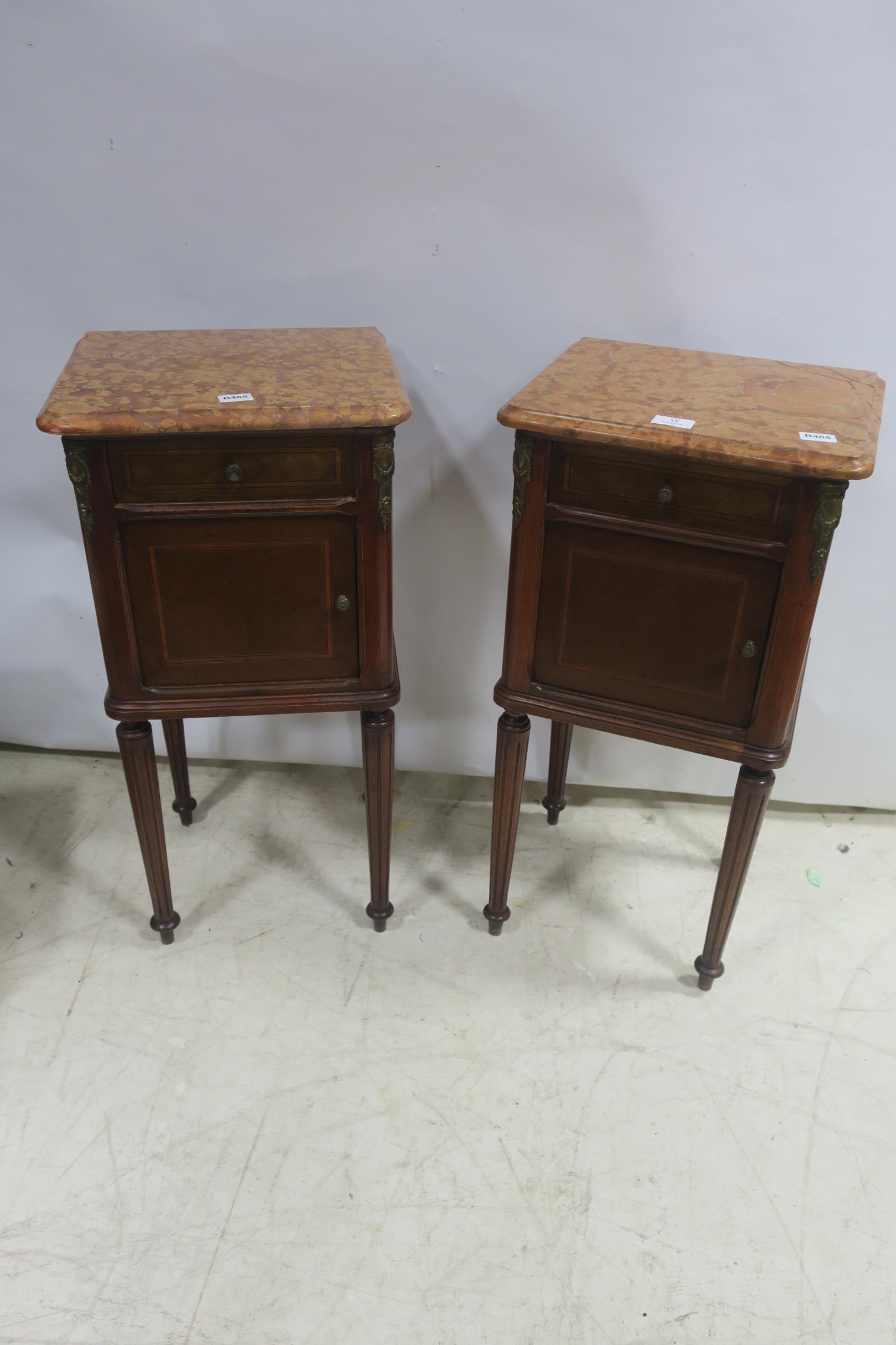 A FINE PAIR OF CONTINENTAL KINGWOOD AND GILT BRASS MOUNTED PEDESTALS each surmounted with a pink