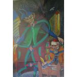 A HARRY KERNOFF YOUR TIME HAS COME FAUST Oil on board Signed Lower Left inscribed Verso 90cm x