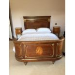 A VERY FINE 19TH CENTURY BURR WALNUT AND GILT BRASS MOUNTED BED with rectangular headboard with