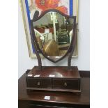 A GEORGIAN MAHOGANY CRUTCH MIRROR,