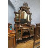 A 19TH CENTURY MAHOGANY SIDE CABINET the super structure with bevelled glass mirrors and moulded