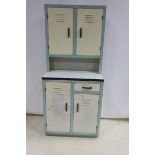 A RETRO METAL PAINTED KITCHEN CABINET,