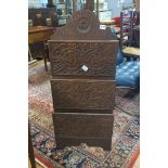 A CELTIC DESIGN MAHOGANY THREE TIER FOLIO STAND,