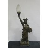 A BRONZE FIGURAL TABLE LAMP,