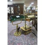 TWO BRASS DESK LAMPS,