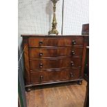 A FINE 19TH CENTURY MAHOGANY CHEST of inverted breakfront outline the shaped top above four long