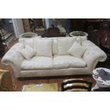 A FINE VICTORIAN DESIGN SETTEE the rectangular back with buttoned scroll over arms and loose