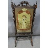 A FINE 19th CENTURY ROSEWOOD FIRESCREEN,