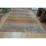 A LIGHT PINK, BROWN AND GREY STRIPED WOOL RUG 300cm (l) x 200cm (w) Together with A WOOL RUG,