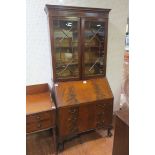 A GEORGIAN DESIGN MAHOGANY BUREAU BOOKCASE,