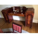 A VERY FINE AND IMPRESSIVE 19th CENTURY MAHOGANY AND MARQUETRY PEDESTAL SIDEBOARD,