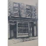 A SET OF NINE FRAMED BLACK AND WHITE PRINTS, depicting famous pubs in Dublin, The Old Stand,