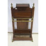 A 19th CENTURY MAHOGANY AND BRASS HALL STAND, attributed to James Shoolbred of Tottenham Court Road,