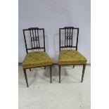 A GOOD SET OF FOUR 19th CENTURY MAHOGANY AND SATINWOOD INLAID OCCASIONAL CHAIRS,