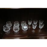 SIX WATERFORD CUT GLASS BRANDY GOBLETS,