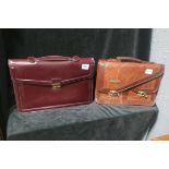 THREE LEATHER ATTACHE CASES