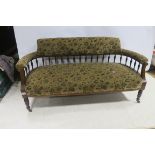 A 19th CENTURY MAHOGANY AND SATINWOOD INLAID SETTEE,