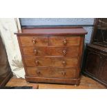 A GOOD VICTORIAN FIGURED MAHOGANY CHEST,