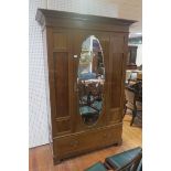 A 19th CENTURY MAHOGANY INLAID WARDROBE,