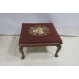 A 19th CENTURY MAHOGANY FOOTSTOOL,