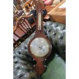 A GOOD 19th CENTURY ROSEWOOD BANJO BAROMETER,