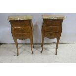 A PAIR OF CONTINENTAL KINGWOOD AND GILT BRASS MOUNTED CHESTS each surmounted with a vein marble top