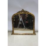 A VICTORIAN STYLE GILT FRAME OVERMANTLE MIRROR,