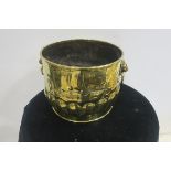 A 19th CENTURY BRASS EMBOSSED JARDINIERE,