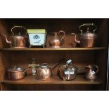 A MISCELLANEOUS COLLECTION, to include copper kettles, saucepan, etc.