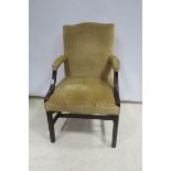 A GEORGIAN DESIGN MAHOGANY AND UPHOLSTERED GAINSBOROUGH DINING CHAIR,