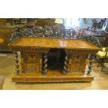 A VERY FINE CONTINENTAL WALNUT MAHOGANY AND YEW WOOD CROSS BANDED SIDEBOARD of rectangular outline
