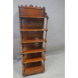 A 19th CENTURY MAHOGANY WHATNOT CUM LEAF CABINET,