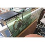 TWO LEAD GLASS AND COLOURED GLASS PANELS each 77cm x 103cm (AF)