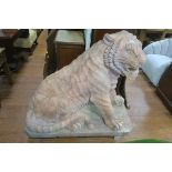 A VERY FINE AND IMPRESSIVE PAIR OF ROSA AURORA MARBLE TIGERS,