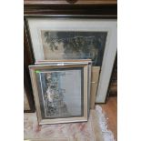 A COLLECTION OF VARIOUS PICTURES to include colour engraving Powerscourt together with a pair of