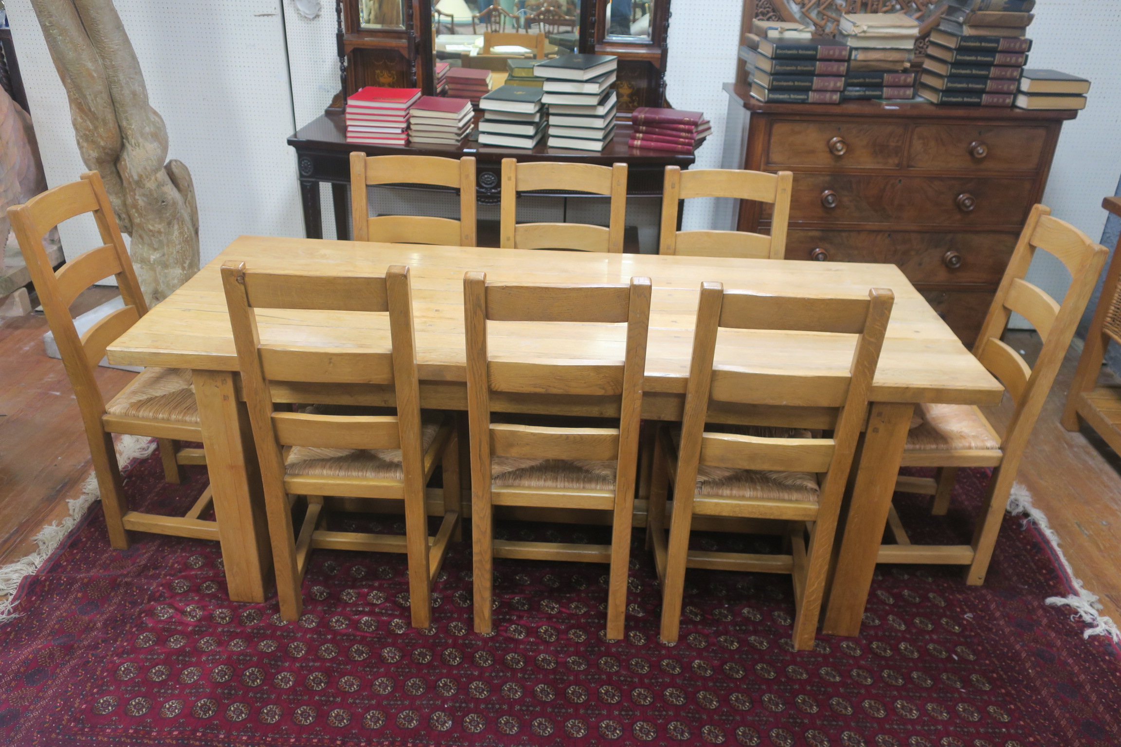 A GOOD NINE PIECE OAK BREAKFAST SUITE,