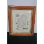 A 19th CENTURY FRAMED MAP OF IRELAND,