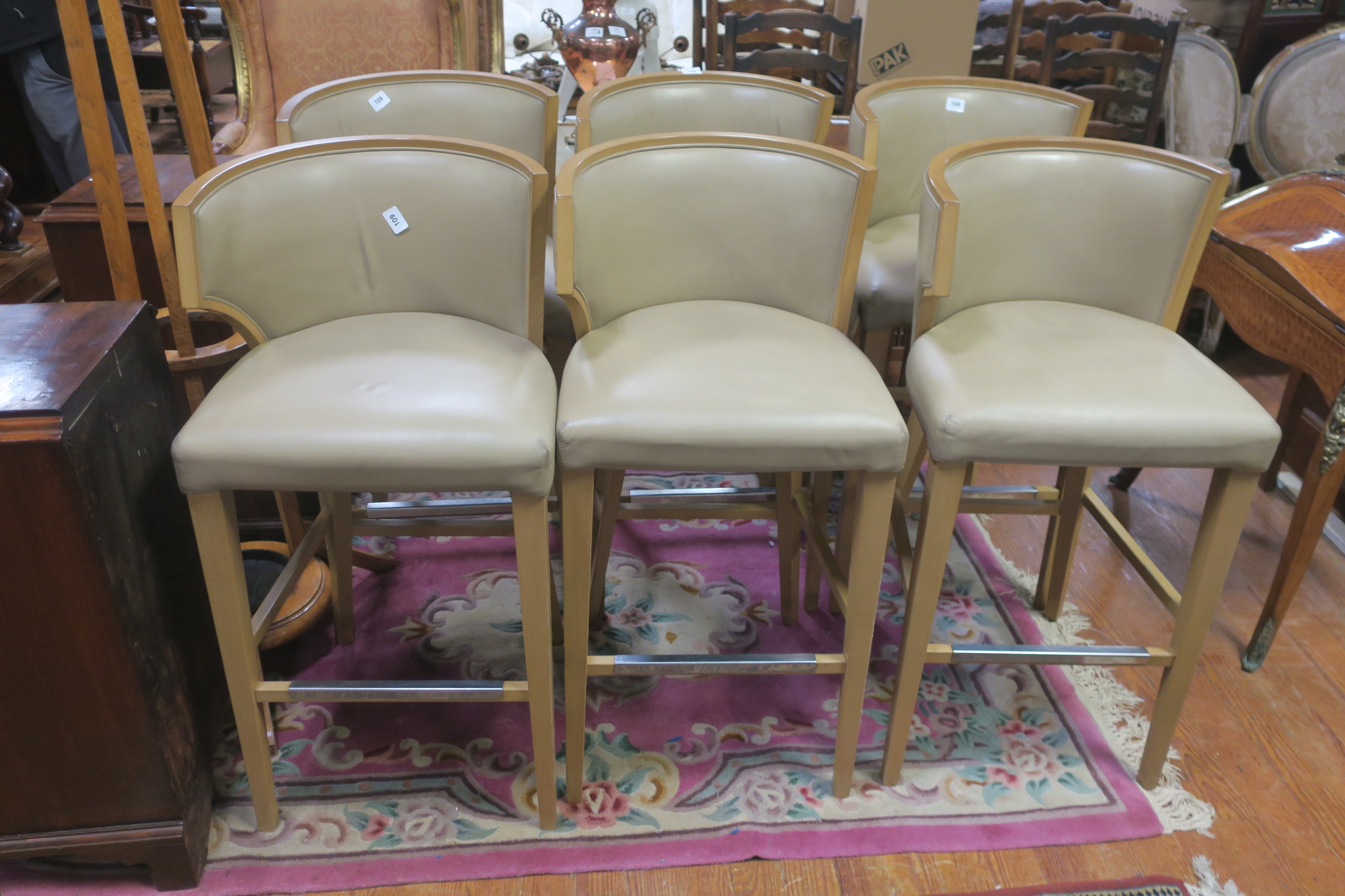 A SET OF SIX RETRO HIGH STOOLS,