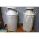 TWO MILK CHURNS with lids of typical form