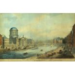 1818 View of the Four Courts looking down the River Liffey, by Samuel Brocas,