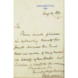 1870 (August 19) William Ewart Gladstone, signed autograph letter. A one-page 8vo.