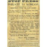 1922 (June 28, 9am) Stop Press. Poblacht na hÉireann. Communique from the Four Courts.