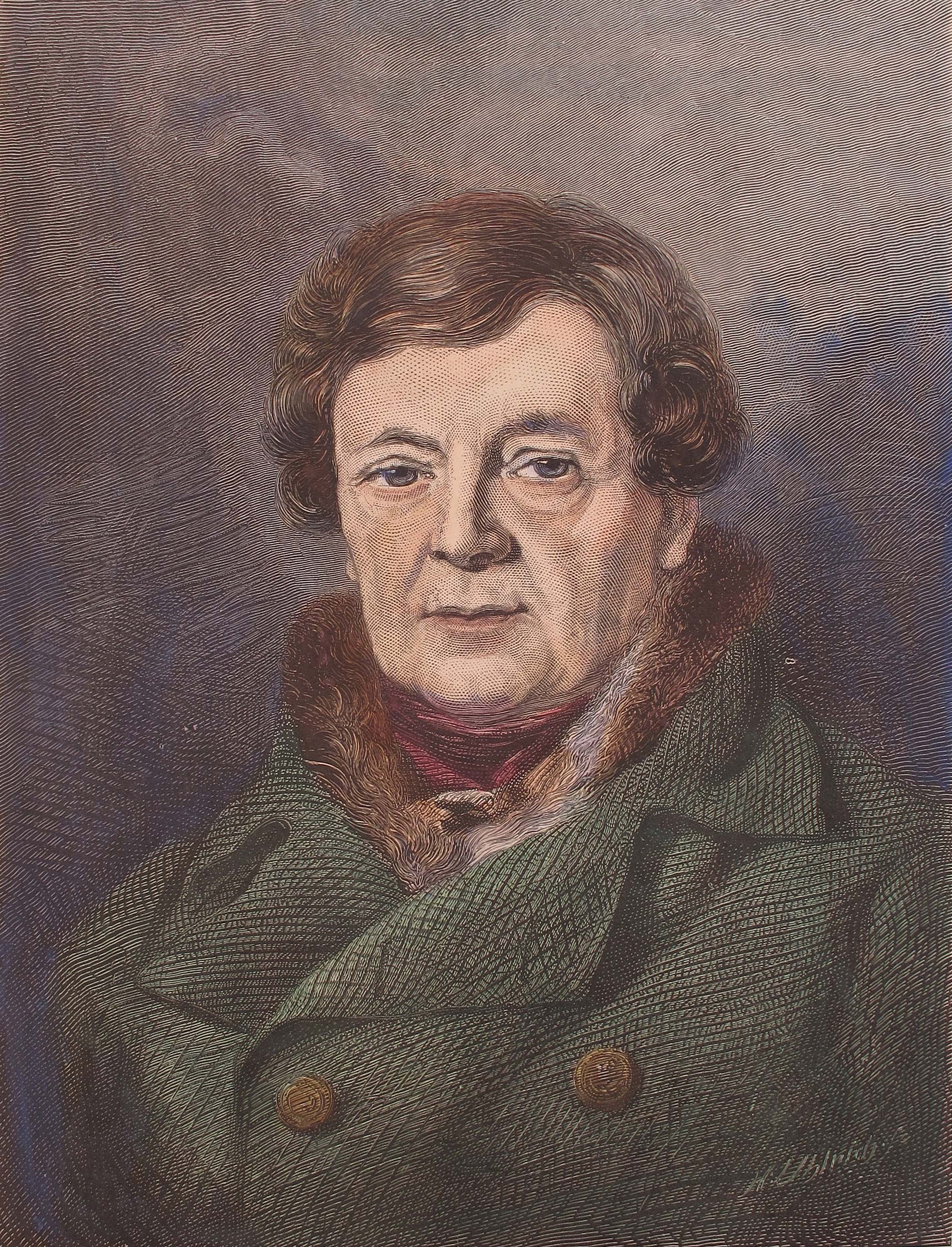 Mid 19th century, Daniel O'Connell, a hand-coloured, portrait engraving by H.