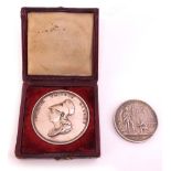 1842 Erasmus Smith School, a silver award medal by W. Woodhouse, head of Minerva left, rev.