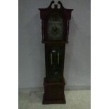 A STAINED BEECHWOOD LONG CASE CLOCK with silvered and gilt dial with Roman numerals inscribed C
