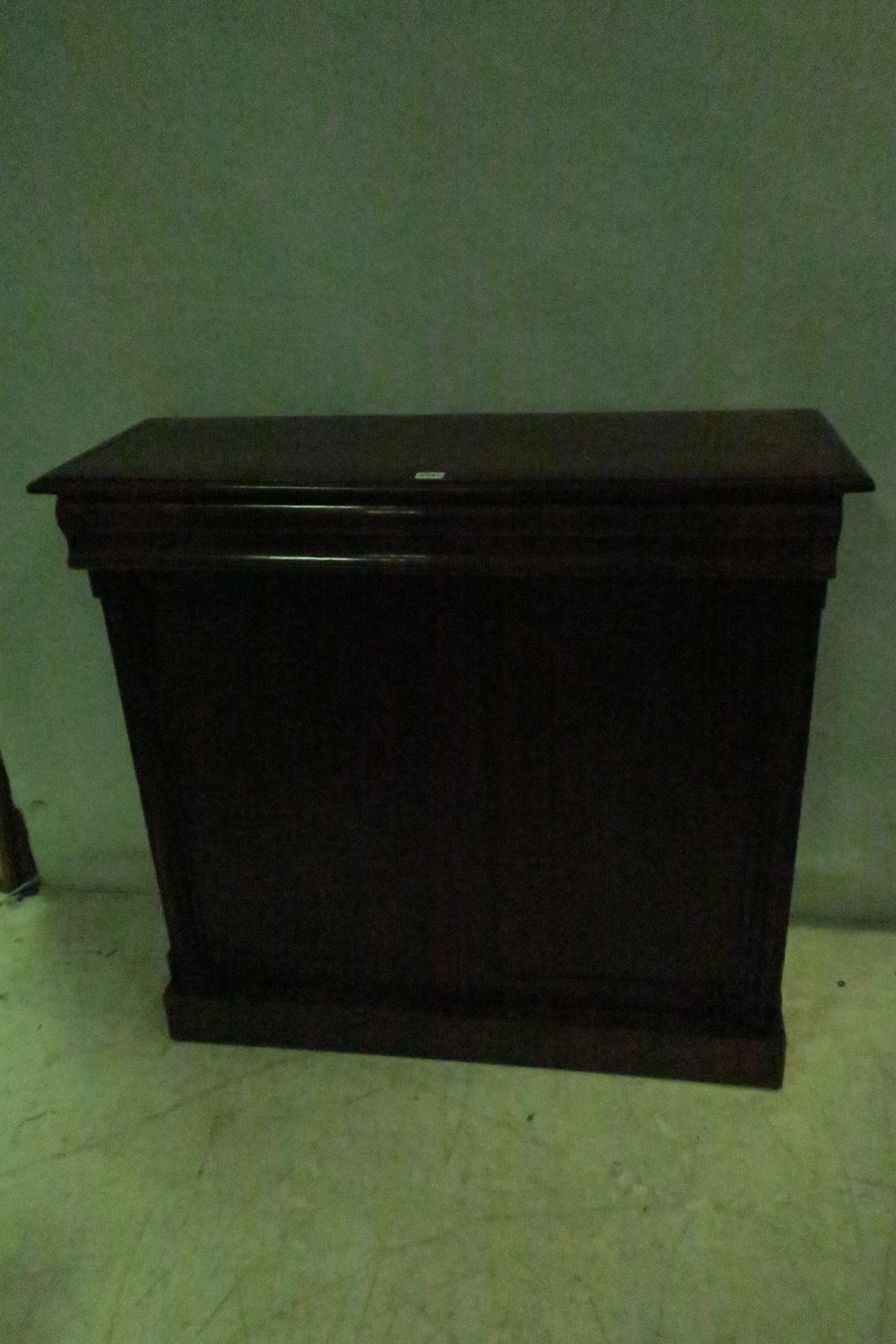 A 19TH CENTURY MAHOGANY SIDE CABINET of rectangular outline the shaped top above two frieze drawers