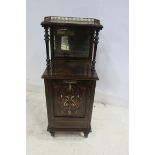 A 19TH CENTURY ROSEWOOD AND MARQUETRY FUEL BIN the super structure with pierced brass gallery above