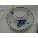 Worcester c 1765 Dr Wall period. Flower sprigs pattern tea bowl and saucer painted in Dry Blue