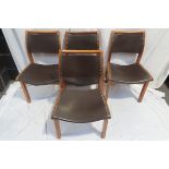 John Makepeace - Parnham Edition set of four curved back dining chairs in muninga with dark brown