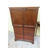 Edwardian mahogany collector's cabinet with cupboard above fourteen graduated drawers on bracket